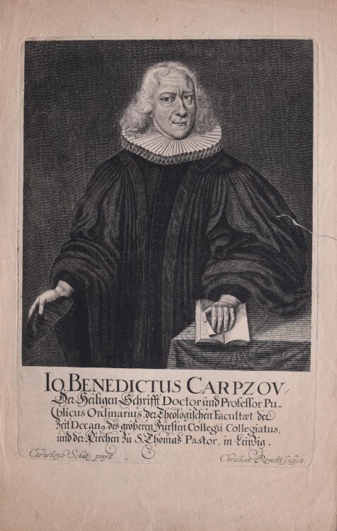 Christian Romstet - Bildnis Johann Benedict Carpzov II. - undatiert - Kupferstich auf Büttenpapier