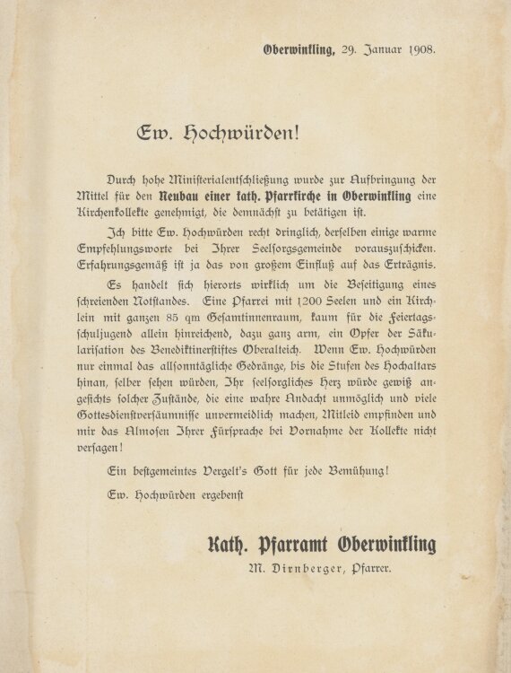 Katholisches Pfarramt - Werbung - 1908