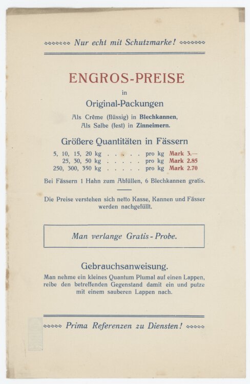 ohne Angabe - Werbung - ohne Jahr