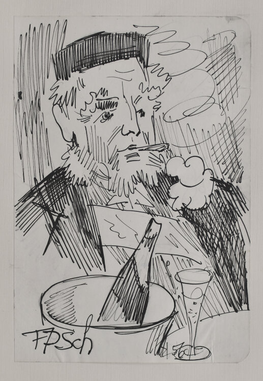 Karl Lotze - Männerbildnis - 1956 - Tusche über Bleistift