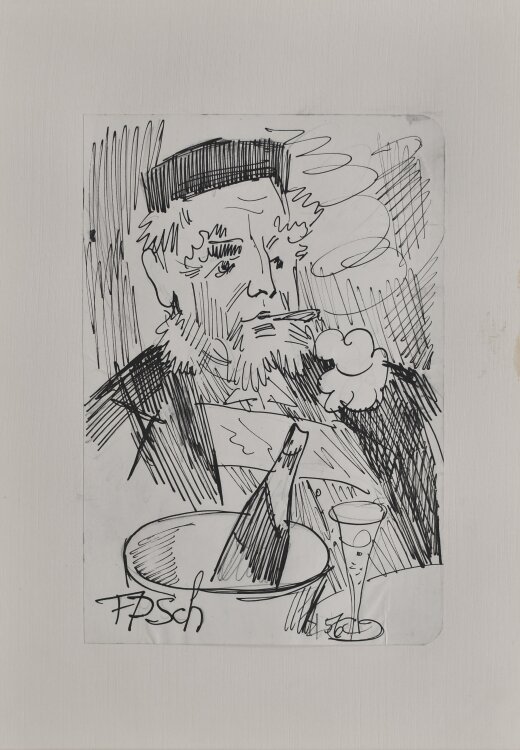 Karl Lotze - Männerbildnis - 1956 - Tusche über Bleistift