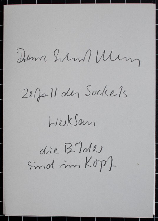 Franz Erhard Walther - Zerfall des Sockels. Werkbau. Die Bilder sind im Kopf. - 1996 - Farboffsetdruck auf weißem Karton