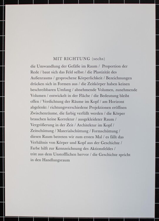 Franz Erhard Walther - Zerfall des Sockels. Werkbau. Die Bilder sind im Kopf. - 1996 - Farboffsetdruck auf weißem Karton