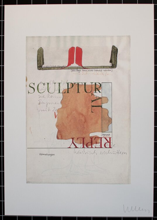 Franz Erhard Walther - Zerfall des Sockels. Werkbau. Die Bilder sind im Kopf. - 1996 - Farboffsetdruck auf weißem Karton
