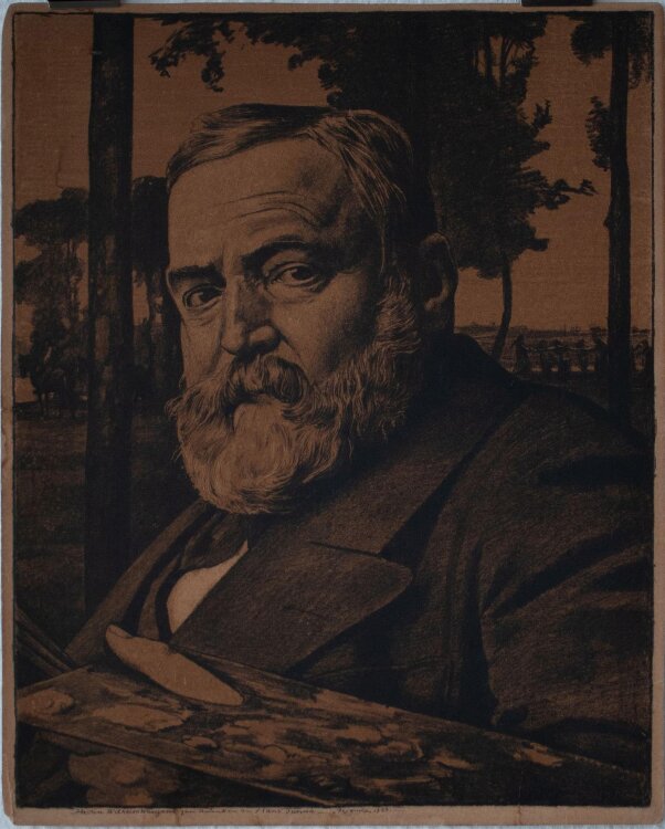 Hans Thoma - Selbst mit Farbpalette - undatiert - Lithografie