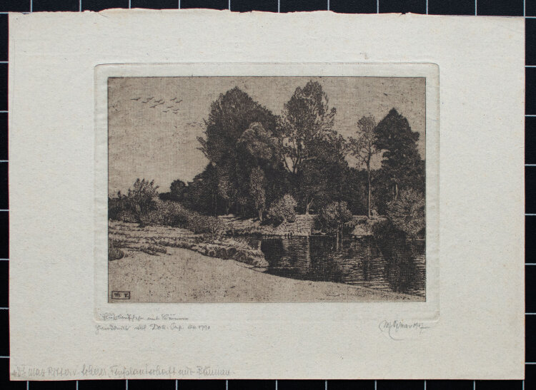 Max von Scherer - Flusslandschaft mit Bäumen - 1917...