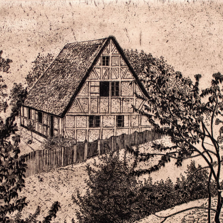 Hugo Karberg - Fachwerkhaus mit Reetdach - o.J. -...