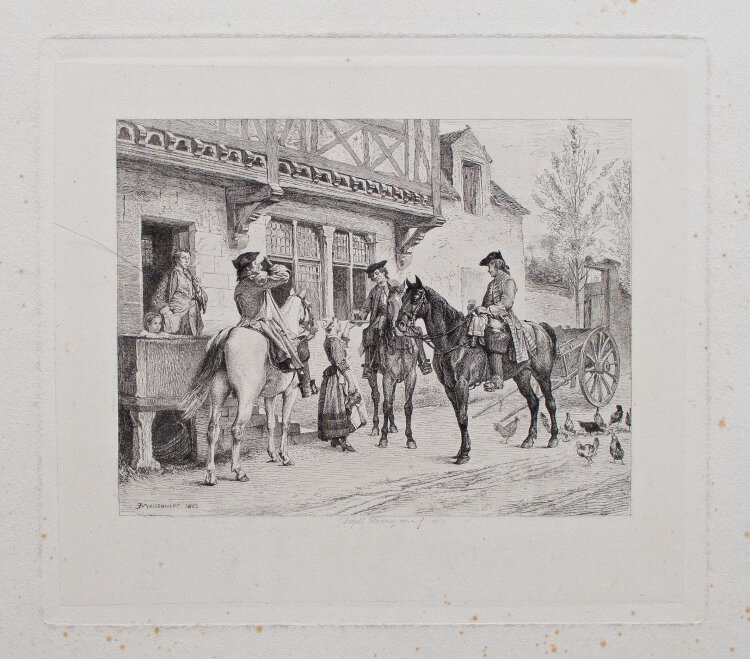 Léopold Flameng - Der Halt - 1863 - Radierung auf aufgewalztem Chinapapier auf leichtem Karton