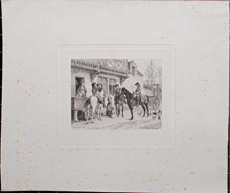 Léopold Flameng - Der Halt - 1863 - Radierung auf aufgewalztem Chinapapier auf leichtem Karton