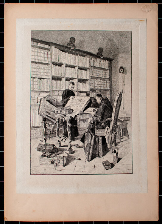 Léon Gaucherel - Archivio di Scolastica Subiaco - o.J. - Radierung auf Chinapapier auf Bristol-Karton mit Blindstempel montiert