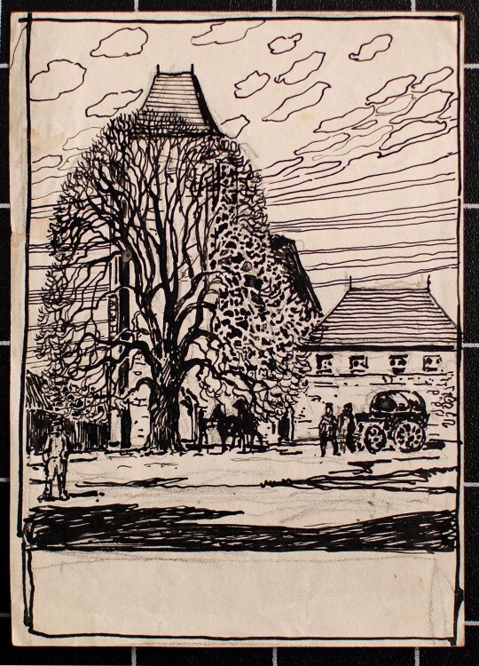 Wilhelm Danz - Im Hof - Tuschezeichnung - o. J.