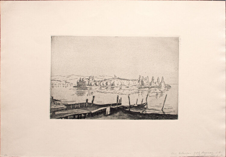 Hermann Armbruster - Am Bodensee. Insel Mainau - o.J. - Radierung mit Plattenton auf kräftigem Papier