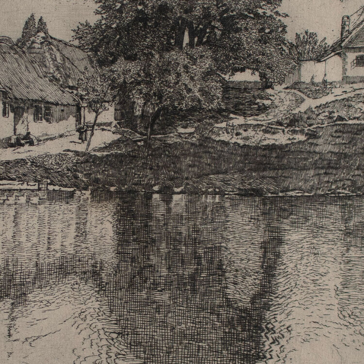 Max von Scherer - Gänseteich - 1917 - Radierung auf chamoisfarbenem Papier