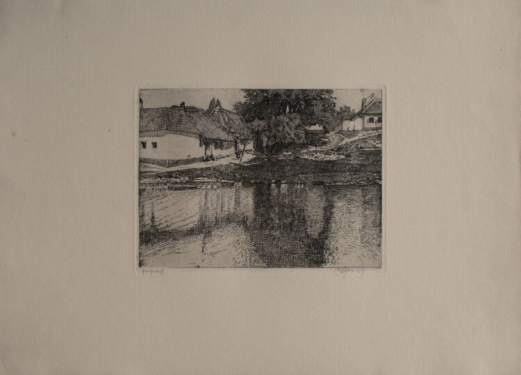 Max von Scherer - Gänseteich - 1917 - Radierung auf chamoisfarbenem Papier