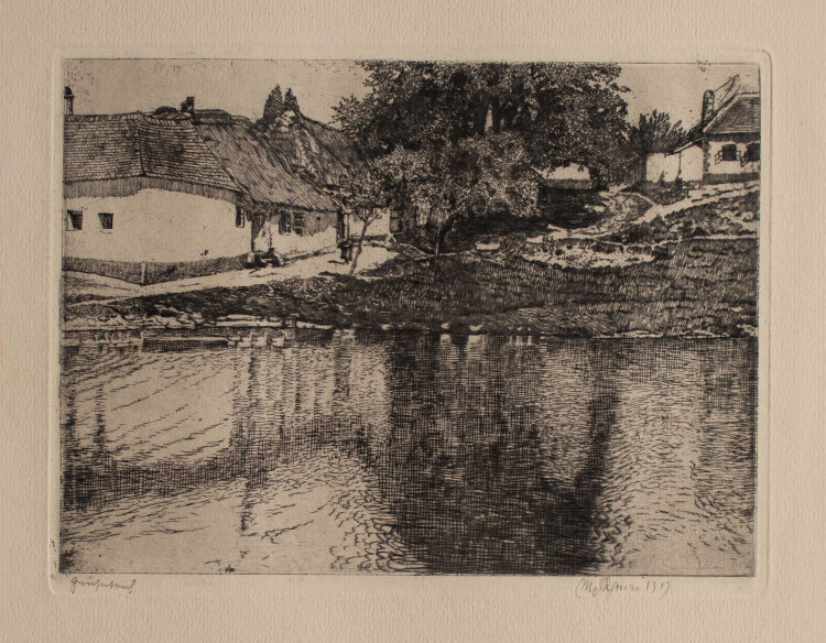 Max von Scherer - Gänseteich - 1917 - Radierung auf chamoisfarbenem Papier