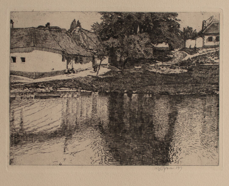 Max von Scherer - Gänseteich - 1917 - Radierung auf chamoisfarbenem Papier