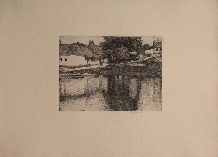 Max von Scherer - Gänseteich - 1917 - Radierung auf chamoisfarbenem Papier