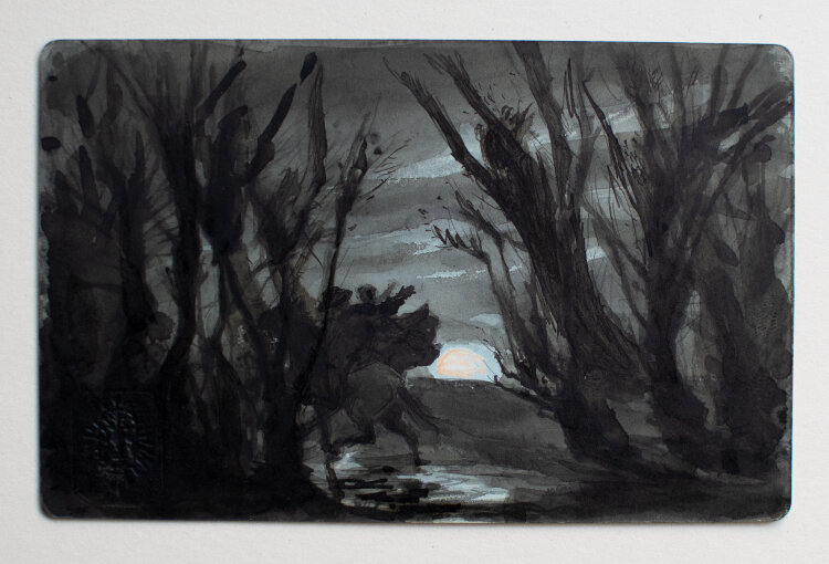 Unbekannt - Wer reitet so spät … (Erlkönig) - (1884) - Aquarell, Gouache und Tuschfeder auf Pappe