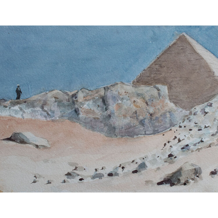 unbekannt - Pyramiden von Gizeh - undatiert - Aquarell auf festem Karton