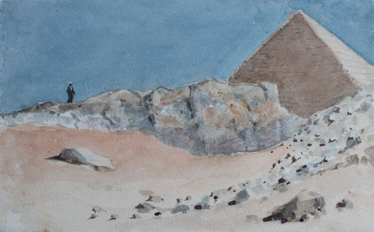 unbekannt - Pyramiden von Gizeh - undatiert - Aquarell auf festem Karton