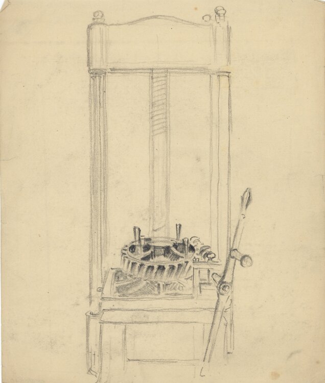Wilhelm Danz - Druckpresse - Bleistiftzeichnung - o. J.