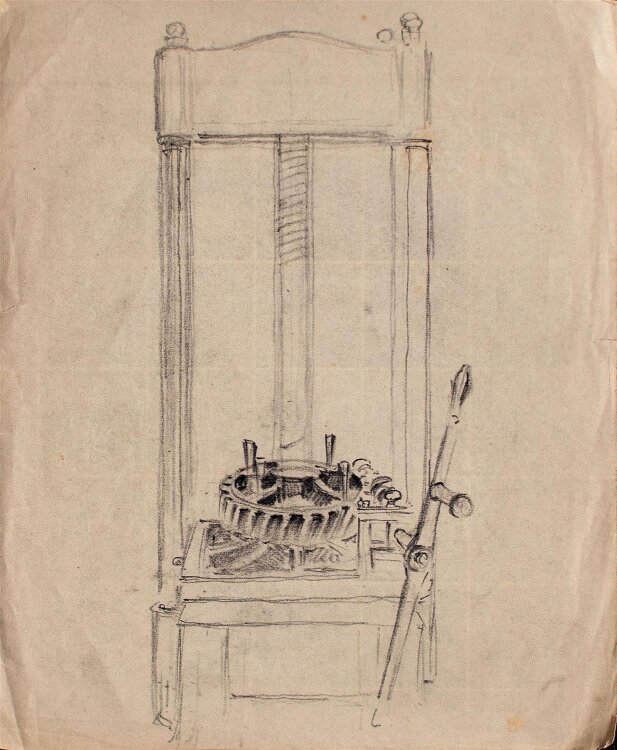 Wilhelm Danz - Druckpresse - Bleistiftzeichnung - o. J.