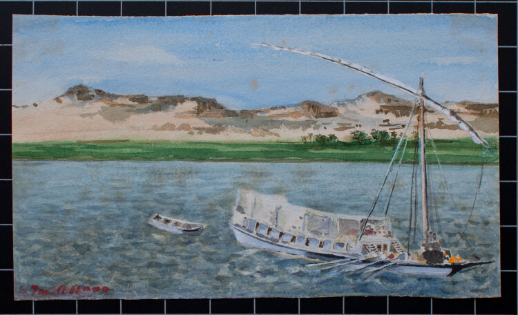 unbekannt - Boot vor der Küste - um 1890 - Aquarell