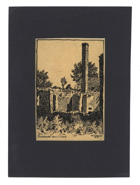 Wilhelm Danz - Puisieux au Mont - Tuschezeichnung - 1916