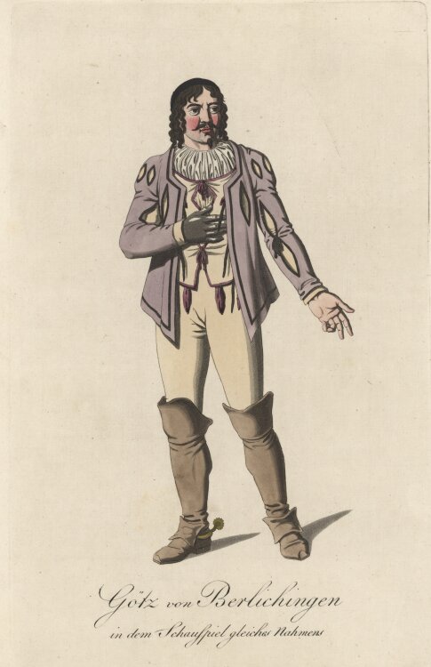 Ludwig Wilhelm Wittich - Iffland als Götz von Berlichingen - 1812 - Handkolorierte Radierung