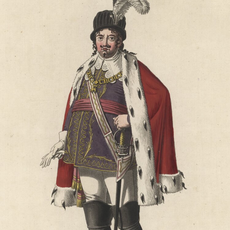 Ludwig Wilhelm Wittich - Iffland als Wallenstein - 1812 - Handkolorierte Radierung