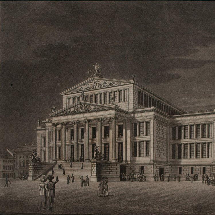 Johann Daniel Laurenz, Carl Friedrich Thiele - Das neue Schauspielhaus in Berlin - um 1820 - Radierung und Aquatinta