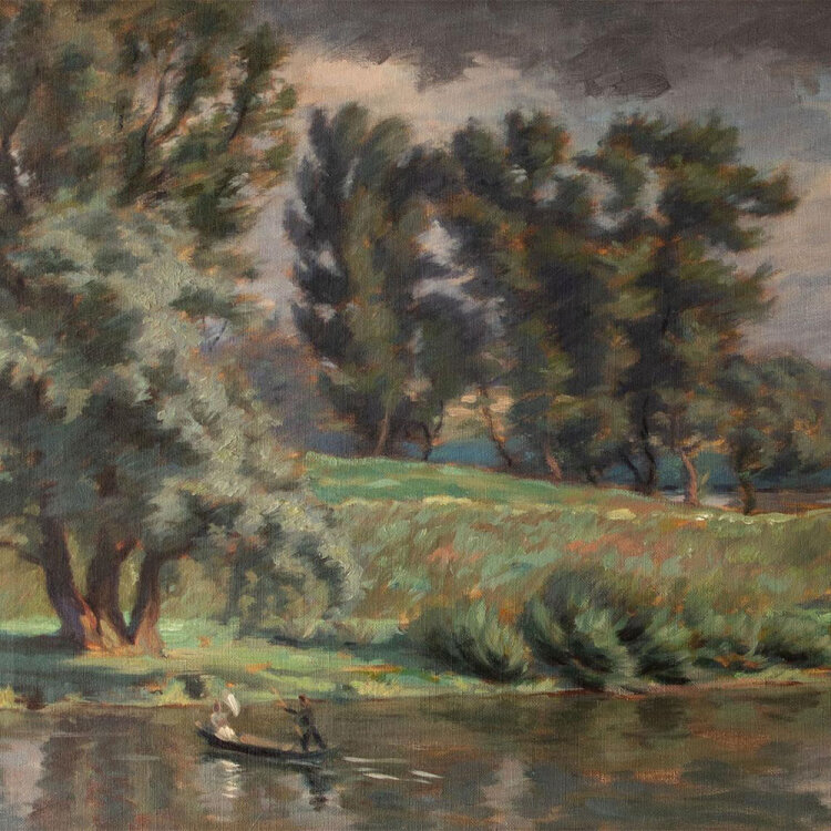 Monogrammist HR - Flußlandschaft mit Boot - 1913 -...