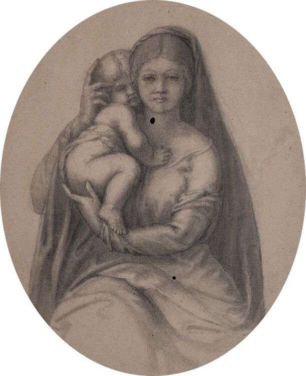 Johann Christian Lotsch - Maria mit dem Christusknaben - 1867 - Bleistiftzeichnung
