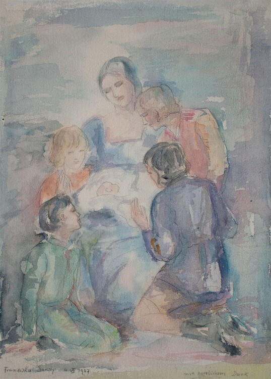 Franziska Sarwey - Mutter mit Kind/ Anbetung - 1937 - Aquarell