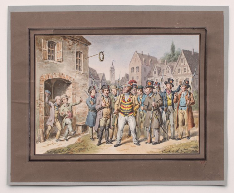 Ludwig Elsholtz - 1848er Bürgerwehr in einer...
