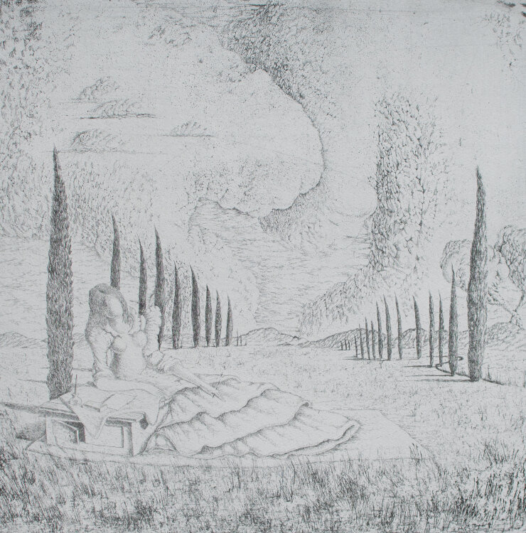 Otfried H. Culmann - Muse in der Ebene - um 1973 - Radierung