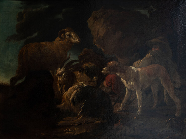 Johann Melchior Roos - Hirte mit Herde - undatiert - Öl auf Leinwand auf Hartfaser