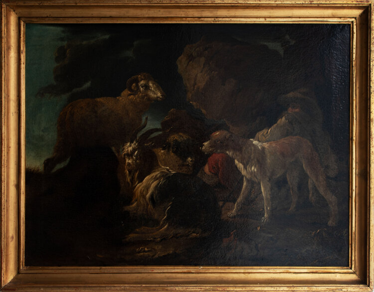 Johann Melchior Roos - Hirte mit Herde - undatiert - Öl auf Leinwand auf Hartfaser