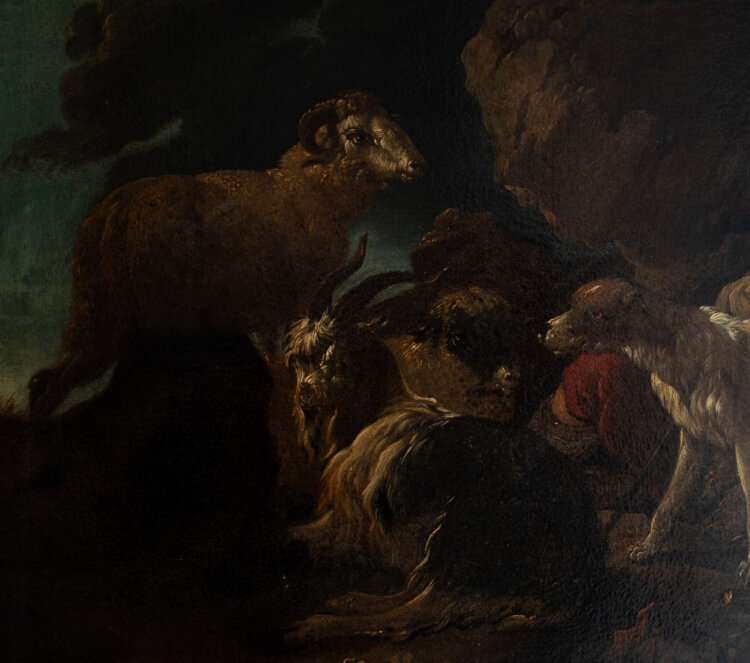 Johann Melchior Roos - Hirte mit Herde - undatiert - Öl auf Leinwand auf Hartfaser
