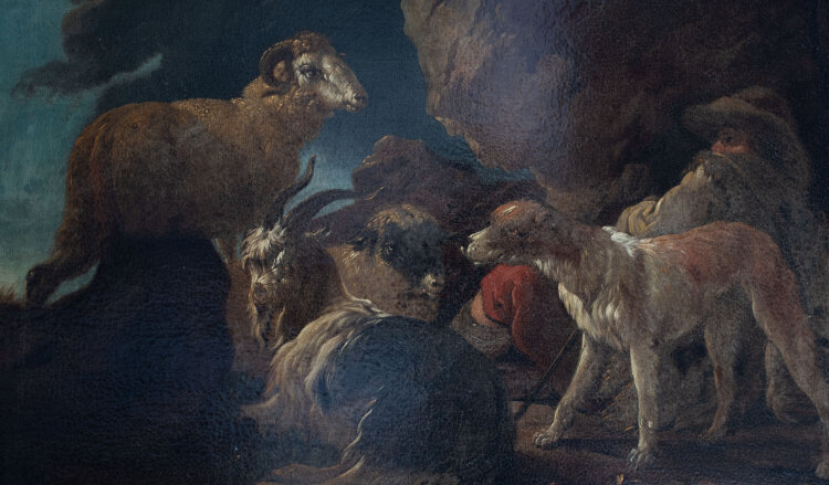 Johann Melchior Roos - Hirte mit Herde - undatiert - Öl auf Leinwand auf Hartfaser