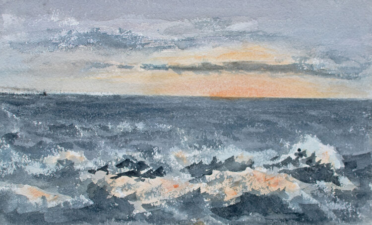 Unbekannt - Sonnenaufgang über dem Meer - undatiert - Aquarell