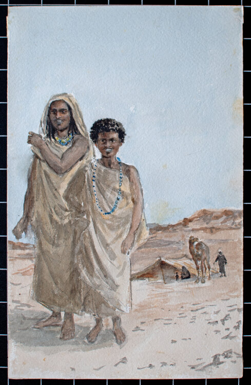 Unbekannt - Bewohner der afrikanischen Wüste - undatiert - Aquarell über Bleistift