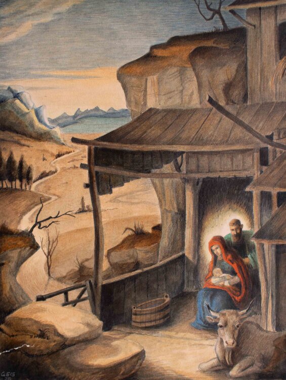 Josef Nikolaus Geis - Heilige Familie - 1926 - Aquarell