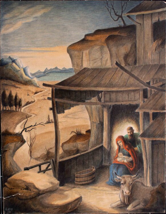 Josef Nikolaus Geis - Heilige Familie - 1926 - Aquarell