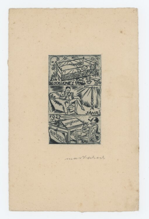 Max Zschoch - Neujahrsgruß - 1927 - Radierung