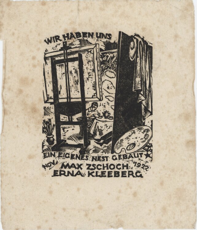 Max Zschoch - Anzeige Max Zschoch Erna Kleeberg - 1922 - Holzschnitt