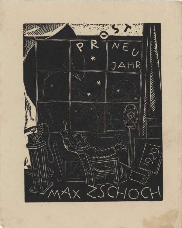 Max Zschoch - Neujahrsgruß - 1929 - Holzschnitt