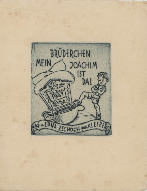 Max Zschoch - Geburtsanzeige - 1927 - Radierung
