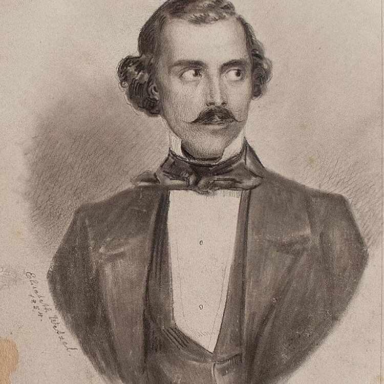 Elisabeth Wetzel - Männerbildnis - 1854 - Kohlezeichnung