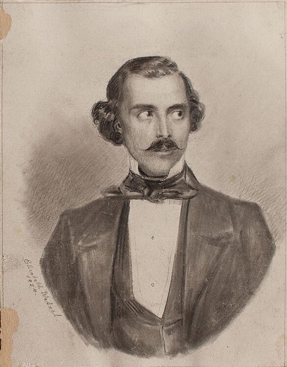 Elisabeth Wetzel - Männerbildnis - 1854 - Kohlezeichnung